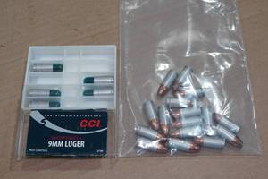 lot 197 image: 5 CCI 9mm Luger Shotshells - 16 CCI Blazer 115 GR FMJ Ammo
