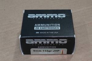 lot 204 image: 20 Ammo Inc 9mm Luger 115 Gr JHP Ammo