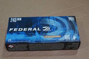lot 214 image: 20 Federal Power-Shok .243 Win 100 Gr JSP Ammo