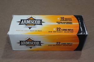 lot 217 image: 500 Armscor .22 LR 36 Gr HP Ammo