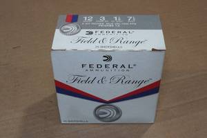 lot 260 image: 25 Federal Field & Range 12 Gauge 2-34 7-12 Shot Shotshells