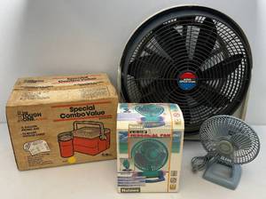 lot 28 image: Misc. Items Including The Tough One Cooler Set In Original Box (NIB) & Cool Operator Fan & More