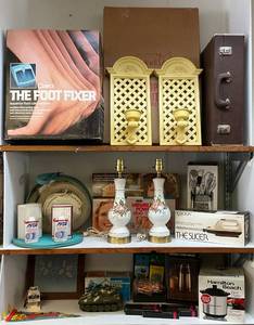 lot 36 image: 3  Shelves Of Misc. Vintage Items & More