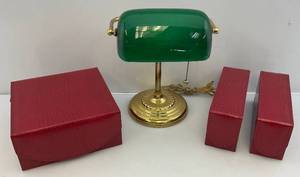 lot 109 image: Vintage Desk Top Light With Glass Shade & More