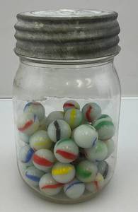 lot 136 image: Misc. Vintage White Milky Glass Marbles
