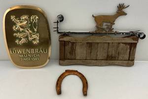 lot 17 image: Misc. Vintage Items Including Lowengrau, Metal Deer Sign Holder & More