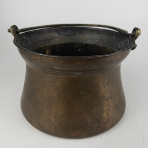 lot 28 image: Middle Eastern Copper Pot with Brass Hanging Handle 