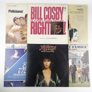 lot 223 image: Group of 6 Vinyl Records -Melissa Manchester, Bill Cosby, Vaughn Meader, Frank Chacksfeild, Rafael Mendez, & Jose Feliciano-