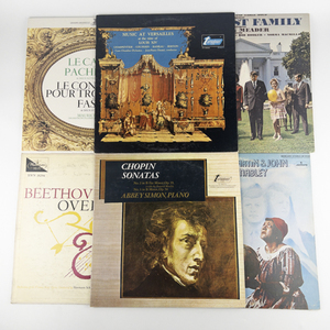 lot 226 image: Group of 6 Vinyl Records -Abraham, Martin & John Moms Mabley, Vaughn Meader, Music at Versailles, Chopin Sonatas, Beethoven & More-