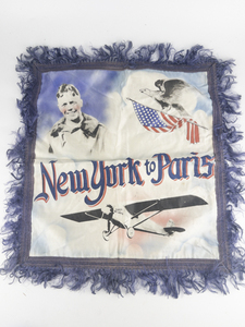 lot 116 image: RARE Vintage Circa 1927-28 Charles A. Lindberg New York Satin Throw Pillow Cover