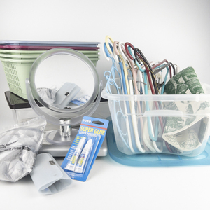 lot 126 image: Group Lot of Containers, Hangers, Make-Up Mirror, & More