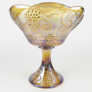 lot 48 image: Carnival Glass COLONY&nbspHarvest (Amber) Round Compote 