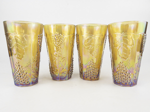 lot 47 image: Carnival Glass&nbspSet of 4 Cooler Glasses by COLONY Harvest (Amber) - Grapes