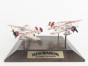 lot 148 image: 1991 Red Baron Stearman Squadron Bi-Plane 172 Scale Set of 4 with Base