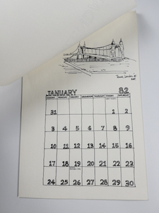 lot 263 image: Beautiful Art Calendar 1982 with Sketches of Buildings from around the world