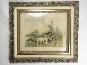 lot 136 image: Antique CHROMOLITHOGRAPH Print By JOSEPH HOOVER Philadelphia 1896 Gold Gilt Frame