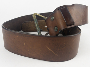 lot 313 image: VINTAGE - OVERSIZE Heavy Duty Leather Belt with Large Brass Buckle