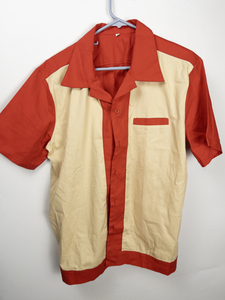 lot 348 image: Retro&nbspRedCream 50s Rockabilly Bowling Shirt - Size L