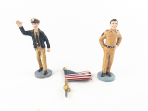 lot 147 image: Andy Griffith Show  HAWTHORNE VILLAGE Welcome to Mayberry&nbspAndy & Barney Figurines and painted Metal flag