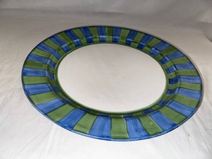 Blue and Green Panel Smooth Serving Platter by Ceramiche Toscane