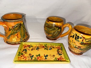 Two Mugs, Pitcher and small serving tray