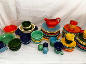 Entire Set of Vintage Fiestaware Dishes as seen in photo