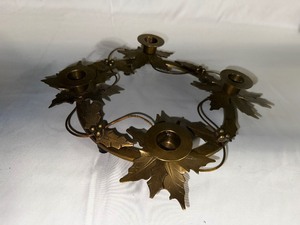 Vintage Brass 4 Canle Pointsettia Advent Wreath Candle Holder