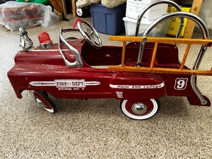 Vintage 1950s Pedal Car Radio Flyer Fire Engine  inchesFire Dept. Engine No 9 inches