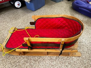 LL Bean Childs Sled Kids Pull Sled with Cushin and Back - Retails for $199