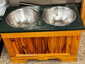 Elevated Dog Dish Feeder with Storage under Bowls