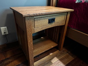 Mission Style Side Table Nightstand with Drawer Measuring 25 x 19