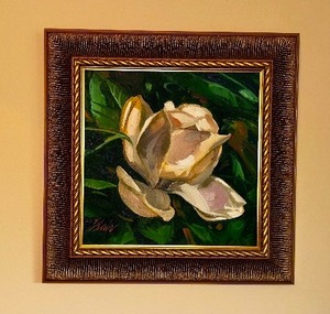 Original Signed Eleanor Blair Painting Titled Magnolia Spring 2000 Measuring 17 x 17