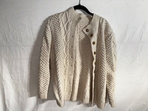 Vintage Irish Fisherman Knit Wool Cardigan Sweater - Size M