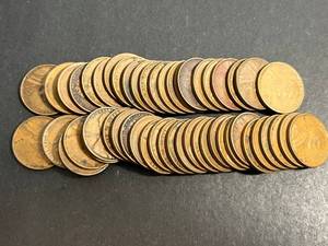 ROLL OF 50 US WHEAT CENTS ALL 1936