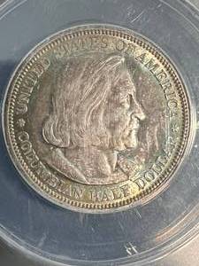 1892 US COLOMBIAN EXPO HALF DOLLAR ANACS AU58
