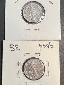 2 US MERCURY DIMES 1939-D