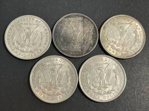GROUP OF 5 US 1921 MORGAN SILVER DOLLARS