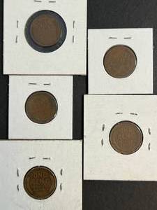 GROUP OF 5 US WHEAT CENTS