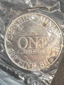 1 TROY OZ .999 FINE SILVER 1989 SUNSHINE MINING ROUND