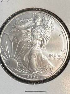 2004 AMERICAN SILVER EAGLE 1 TROY OZ .999 FINE SILVER