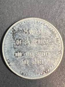 1 TROY OZ .999 FINE SILVER SWISS OF AMERICA ROUND
