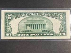 1953 US BLUE SEAL $5 SILVER CERTIFICATE