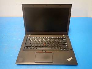 lot 24 image: Lenovo&nbspThinkPad T460 Laptop &nbspIntel(R) Core(TM) i5 6200U CPU  2.30 GHz  8GB DDR3 SDRAM  120GB SSD  14 screen with 1366 x 768 Resolution  No Battery  No Cables  blemishes on case and palm rest