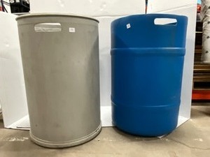 lot 16 image: 2- Plastic barrels, 55 gallon Waste container