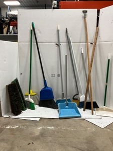 lot 26 image: Lot of Brooms  Dust pans, Handles - 13 counts