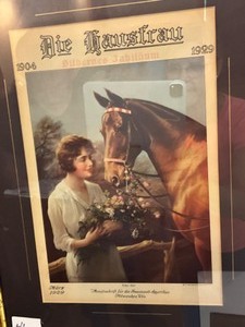 lot 46 image: Vintage framed German Magazine Cover Die Hausfrau 