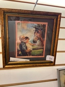 lot 50 image: Vintage framed picture Grandpas Girl