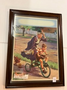 lot 58 image: Vintage framed picture Grandma Takes a Dare by Hi Hintermeister