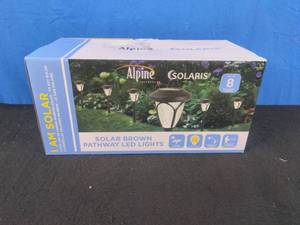 Alpine Corporation 17 8-Pc. Outdoor Solar-Powered Pathway LED Light Stake Set, New