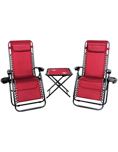 Patio Premier Red 3-Pc. Zero Gravity Chair Set, New - Needs Repair&nbsp